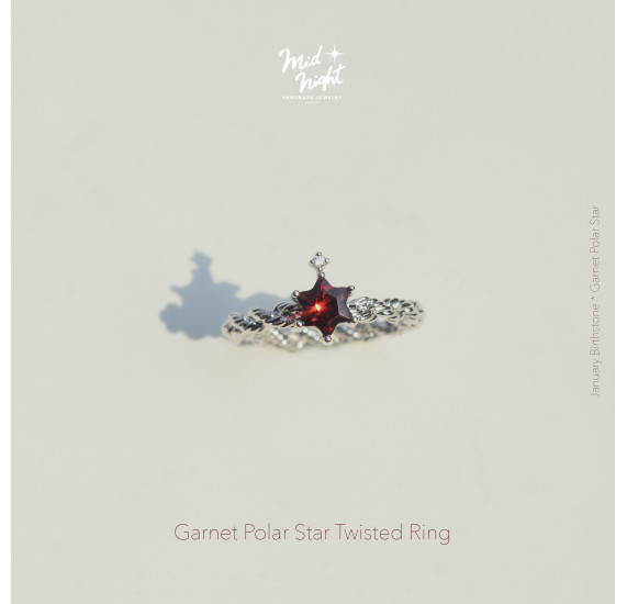 January Birthstone-Garnet Polar Star Twisted Ring
